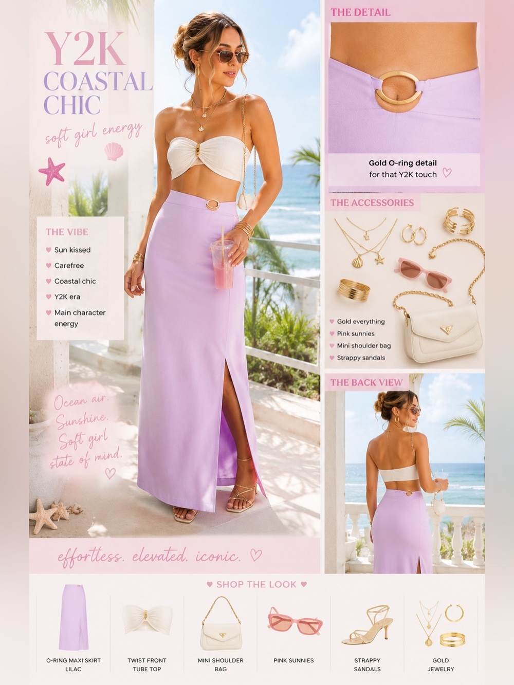 Y2K Lilac Maxi Skirt “Future Collective” Lilac Cutout O-Ring Maxi Skirt